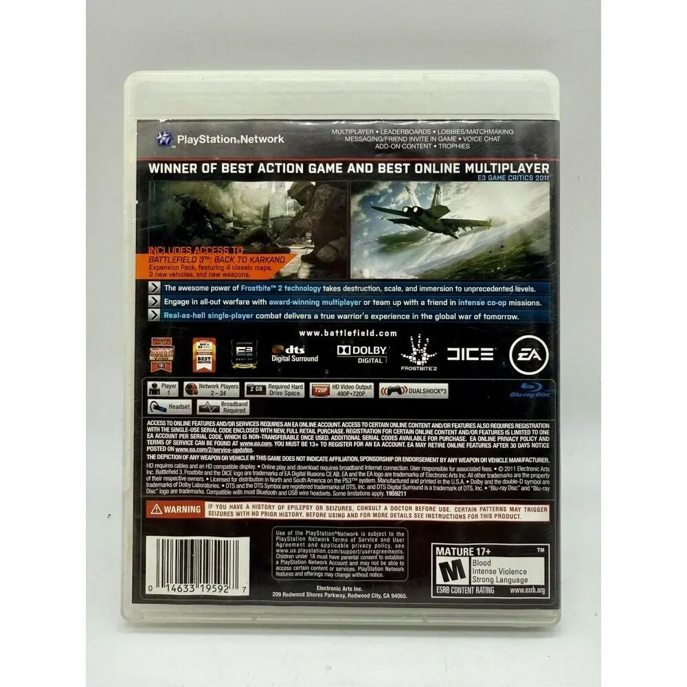 Battlefield 3‎ Limited Edition 2011 Sony PlayStation 3 PS3 Game & Case